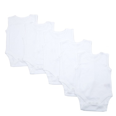 White Sleeveless Bodysuit - 5 Pack